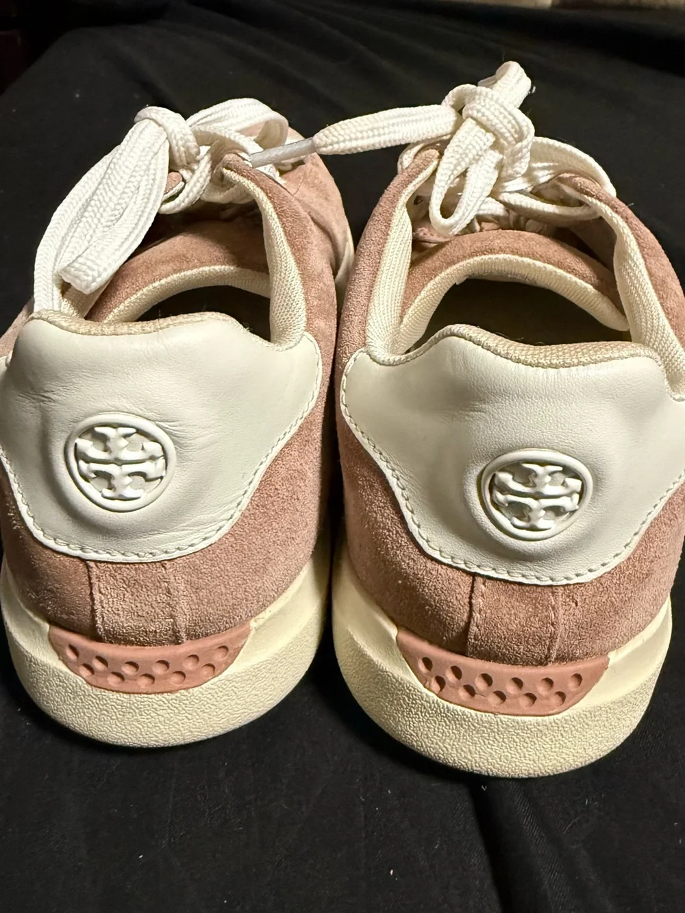 Tory Burch Rose Gold/Blush Pink Suede Low-Top Sneakers